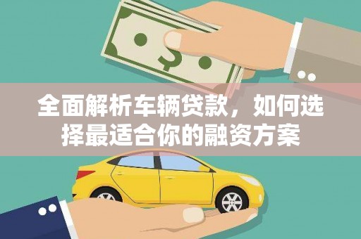 狮子全面解析车辆贷款，如何选择最适合你的融资方案