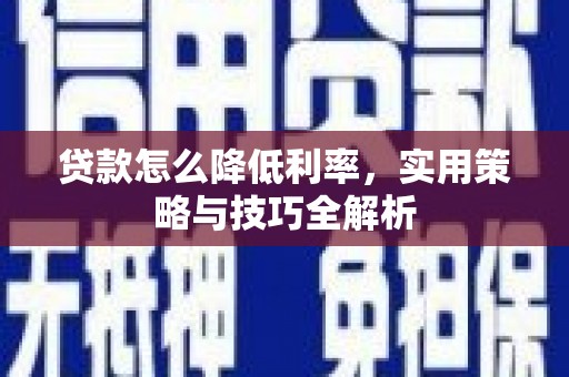 狮子贷款怎么降低利率，实用策略与技巧全解析